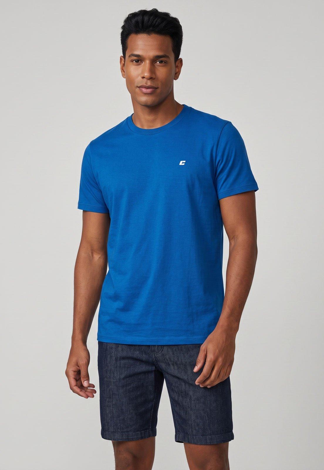 Camiseta Masculina Colcci Gola Redonda Azul