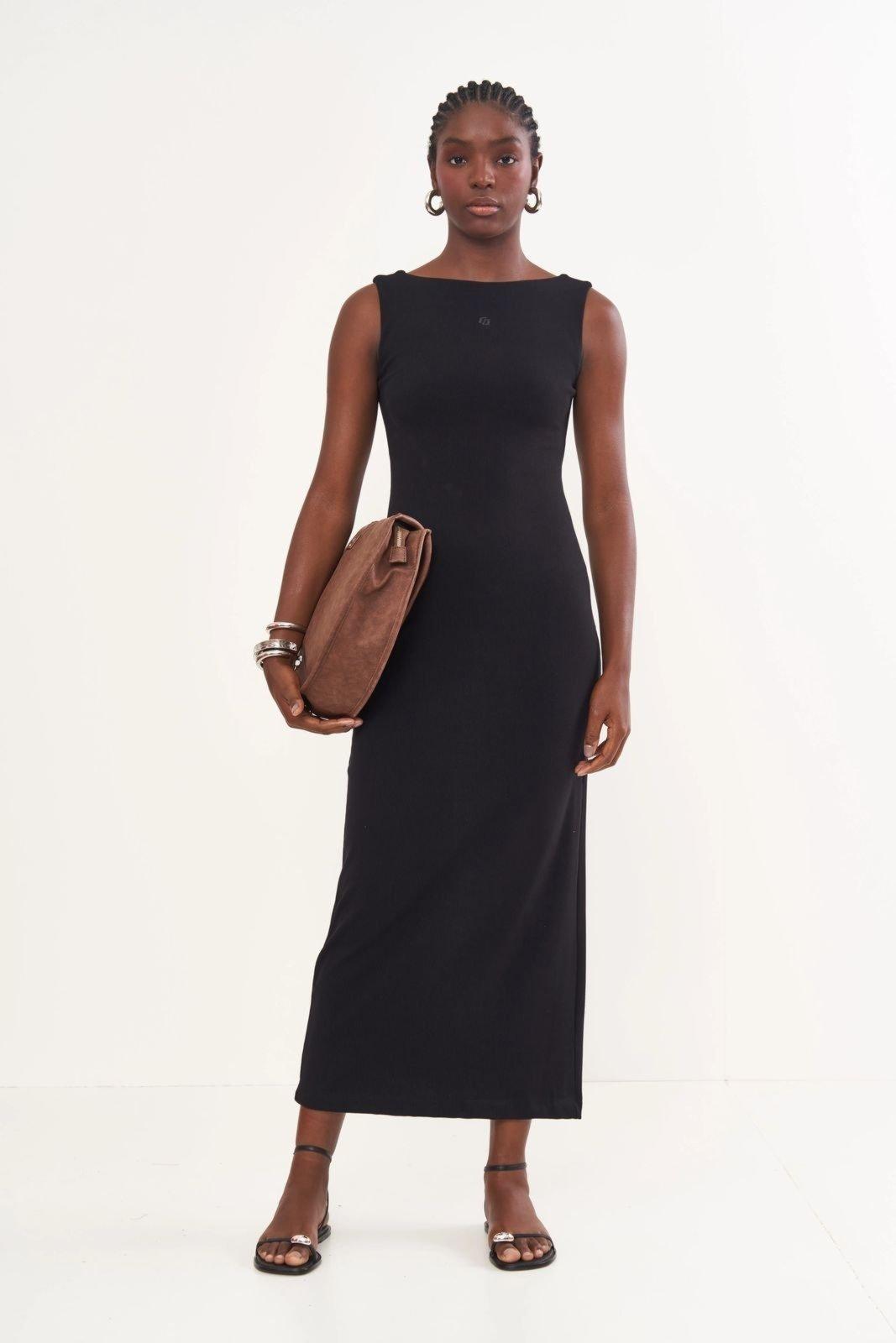 Vestido Midi Decote Costas Colcci Preto