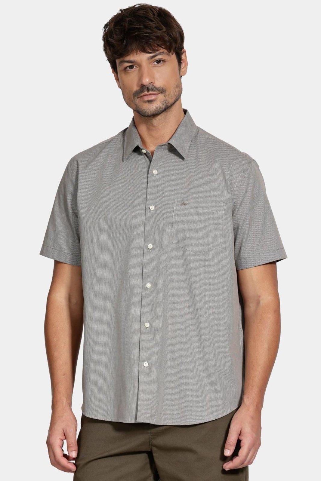 Camisa Aramis Regular Micro Xadrez Bolso Verde Com Branco