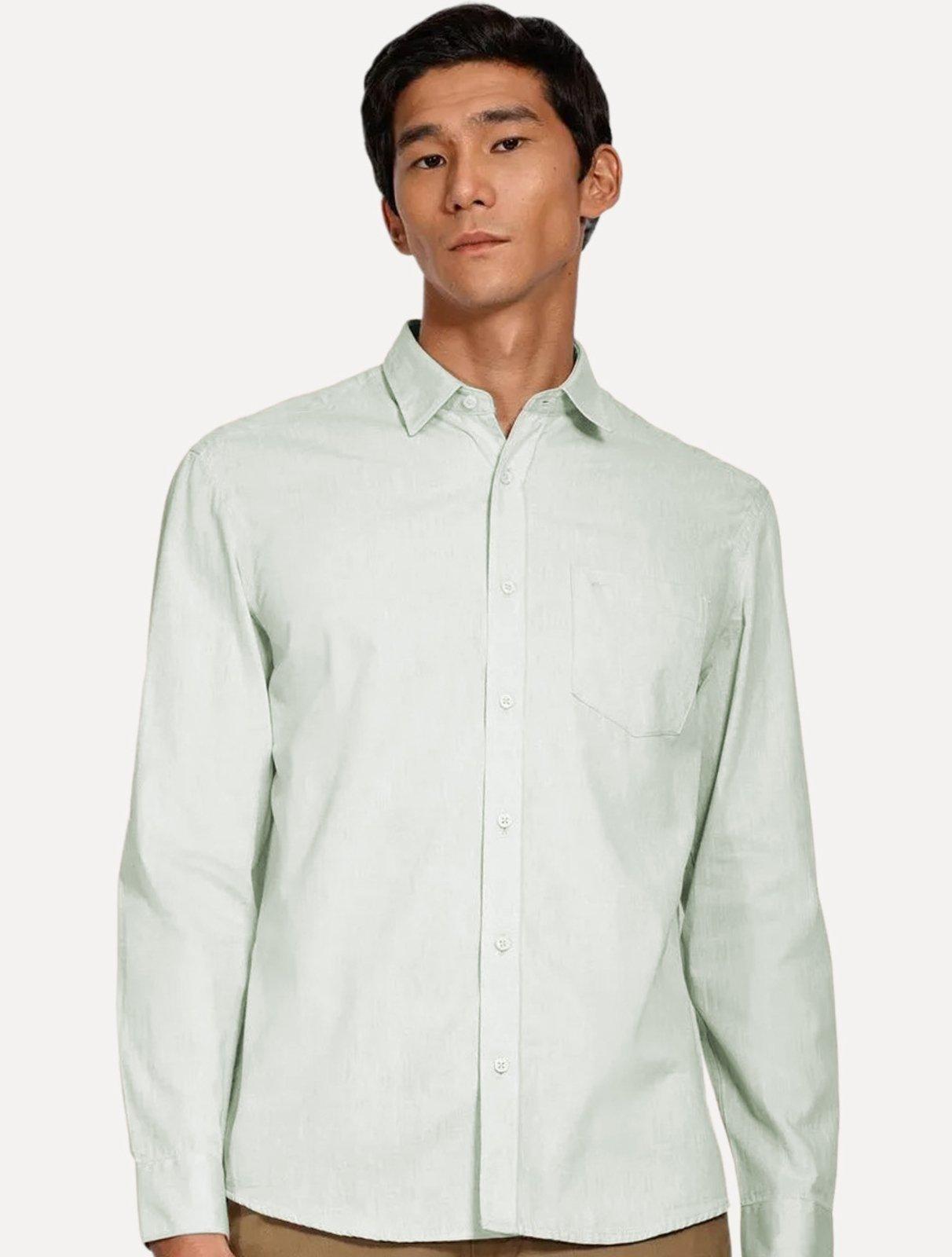 Camisa Aramis Masculina Regular Algodão Lotte Pocket Verde Mescla