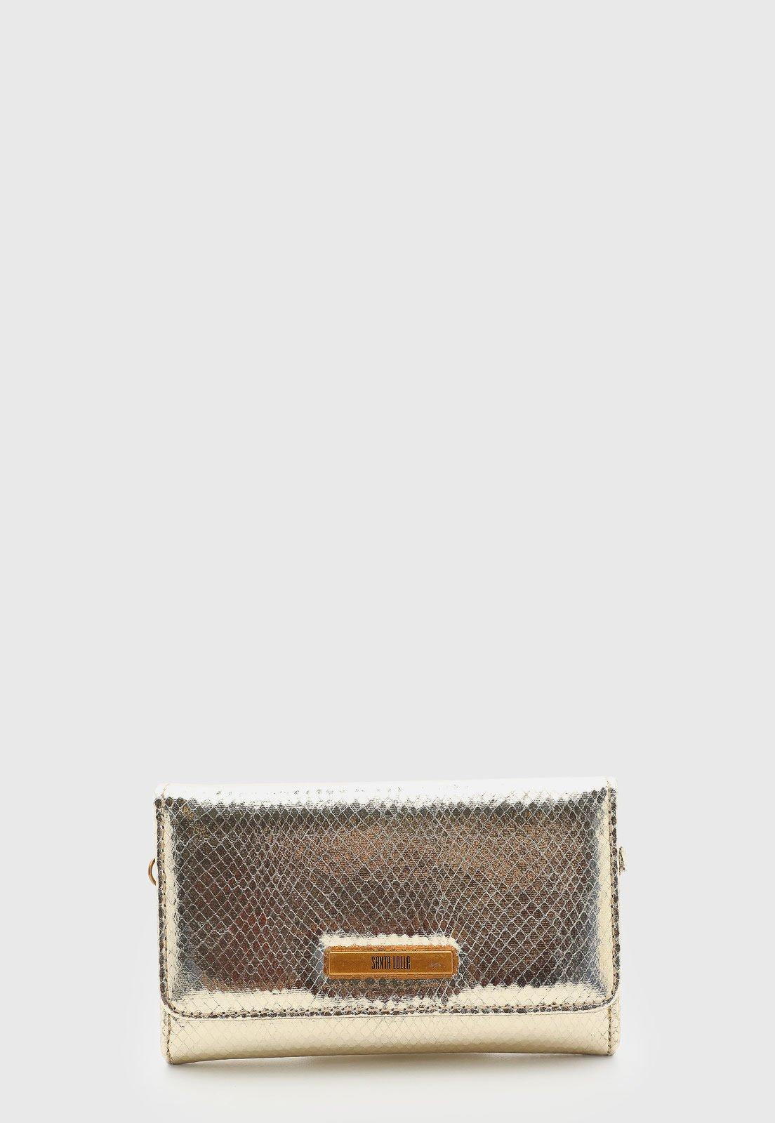 Bolsa Feminina Santa Lolla Metalizada Dourada