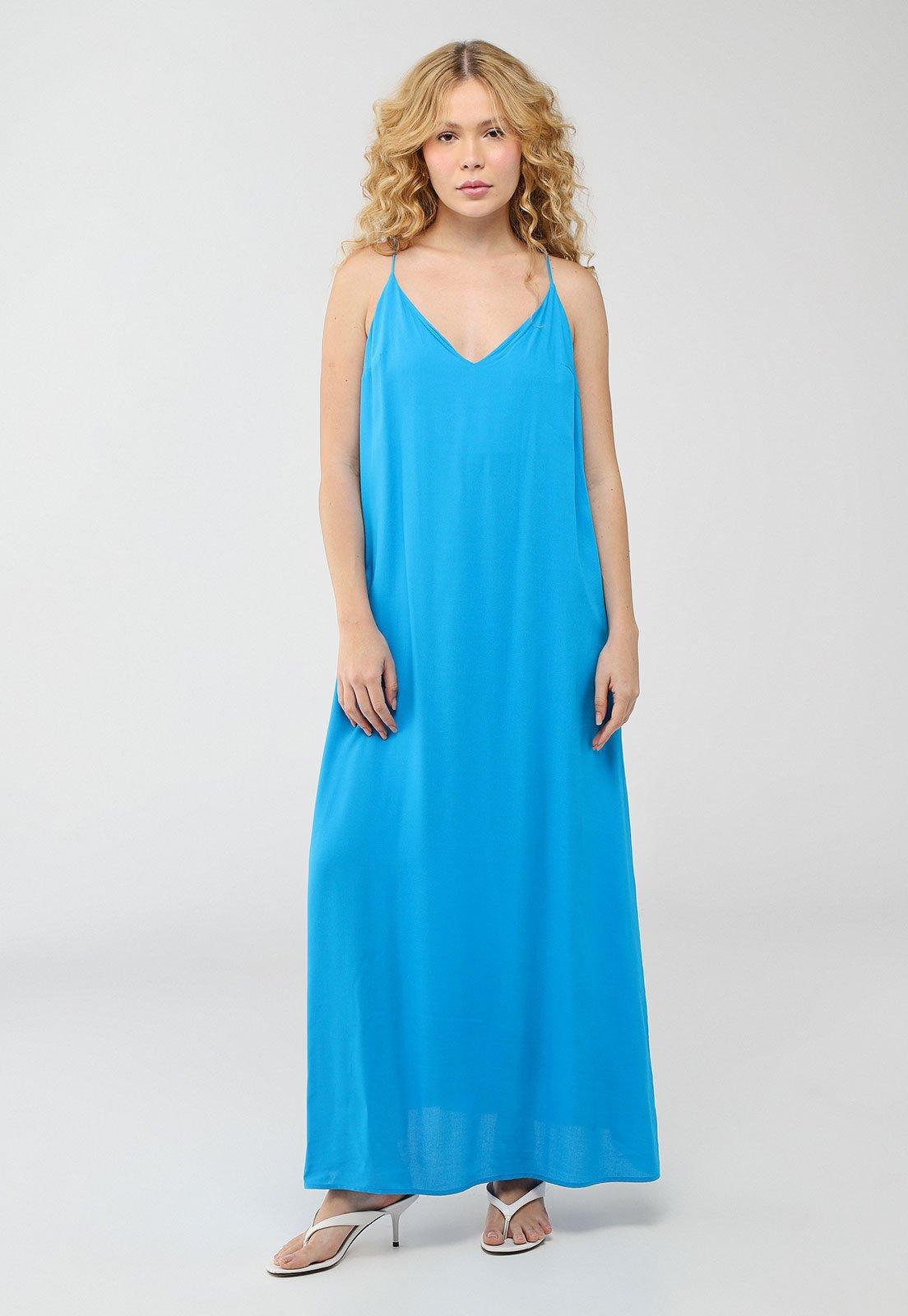 Vestido Feminino Colcci Alças Finas Azul
