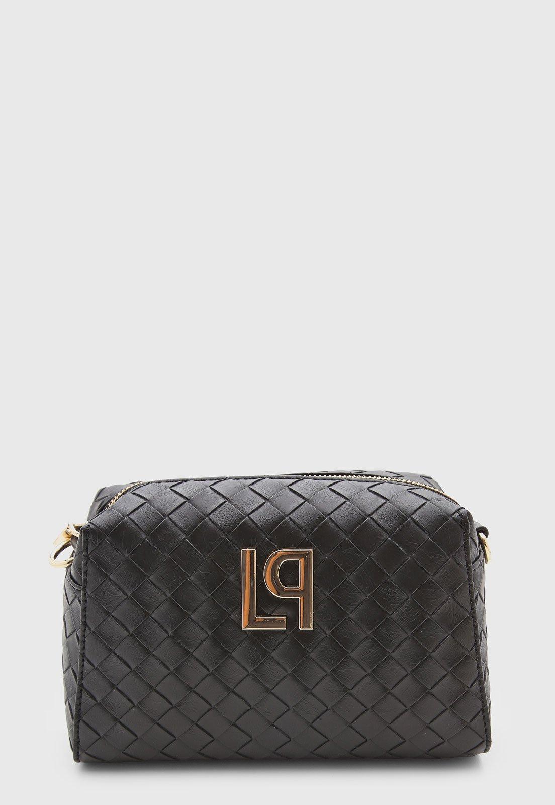 Bolsa Feminina Lança Perfume Couro Trançado Preta