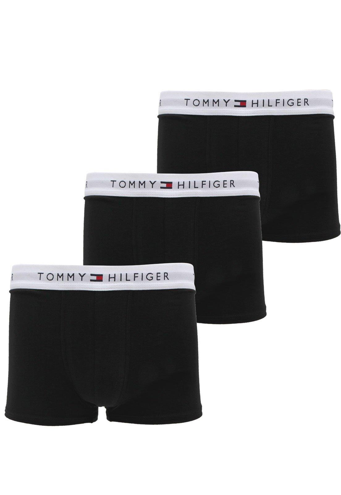 Kit 3pçs Cueca Tommy Hilfiger Boxer Lettering Preto