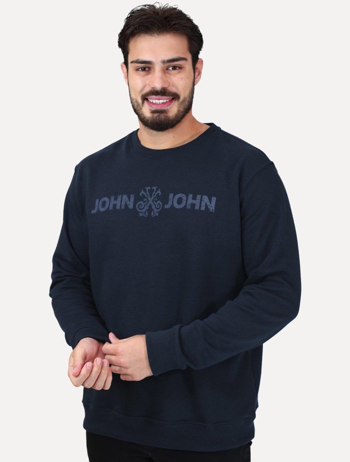 Moletom John John Masculino New Basic Logo Rusty Azul Marinho