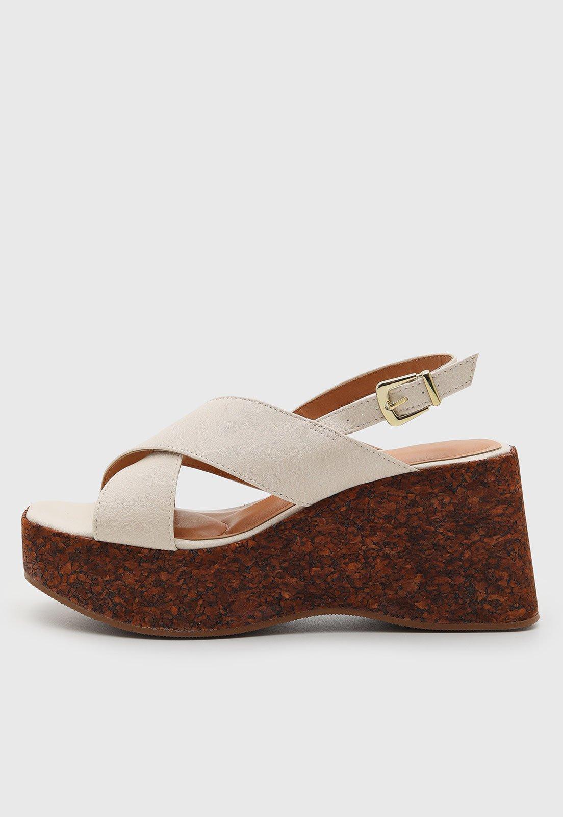 Sandália Feminina Vizzano Anabela Off-White