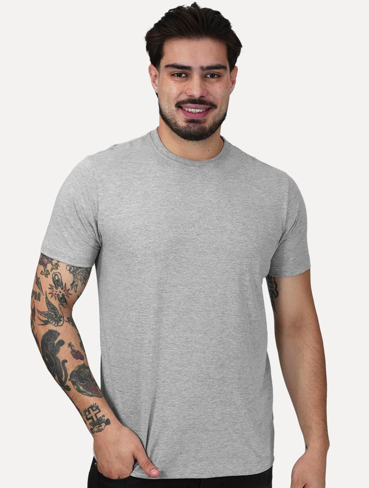 Camiseta Aramis Masculina Basic Lisa Mono Logo Cinza Mescla