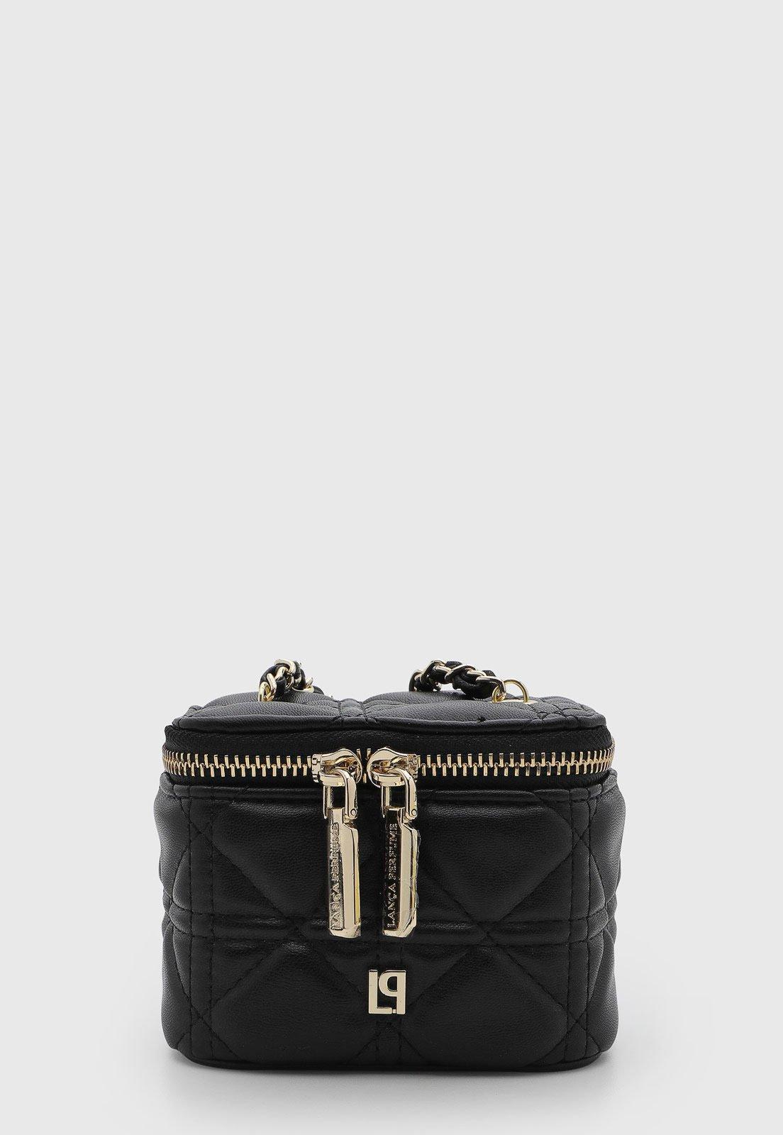 Bolsa Feminina Lança Perfume Compacta Matelassê Preta