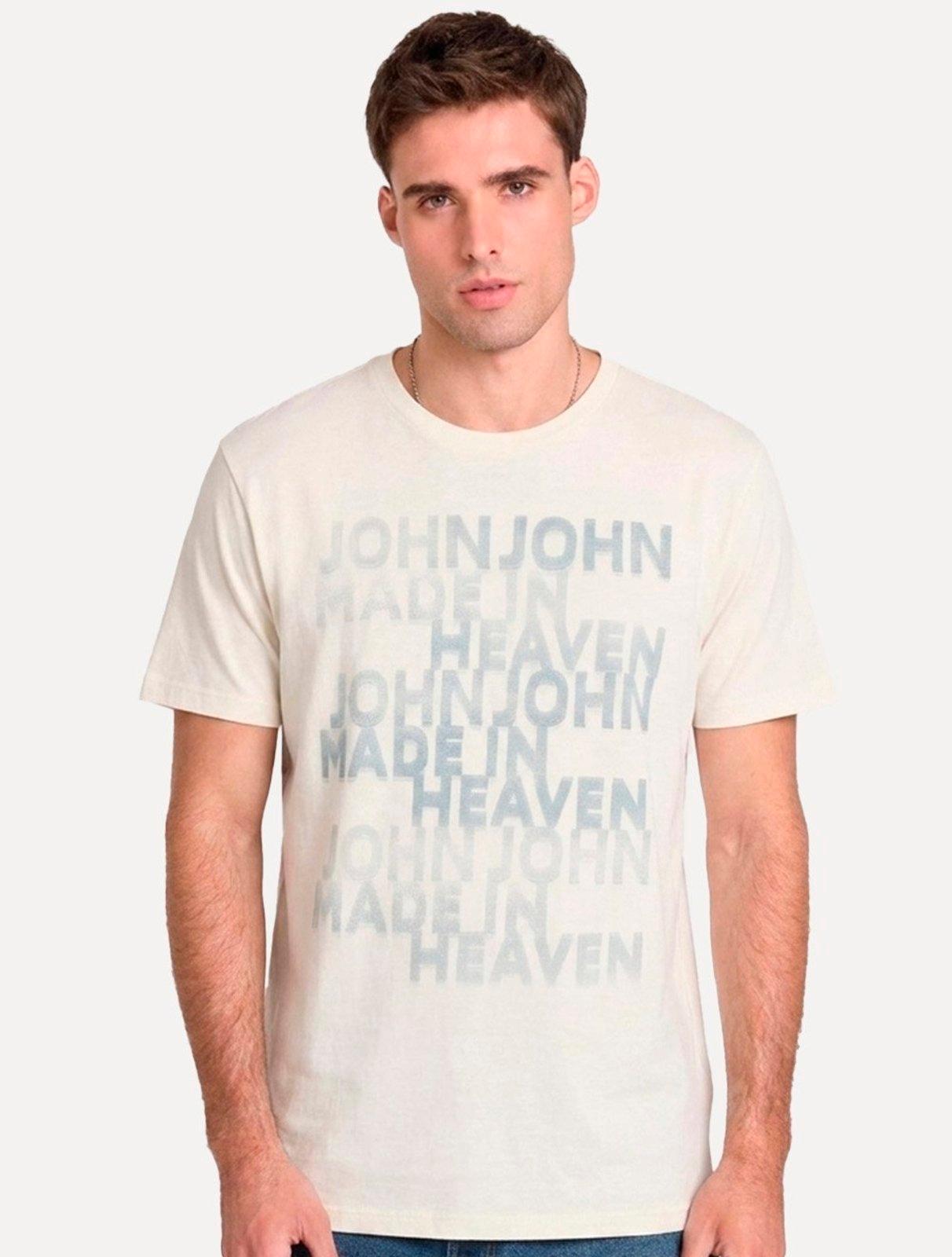 Camiseta John John Masculina Slim Fit Downtown Off White