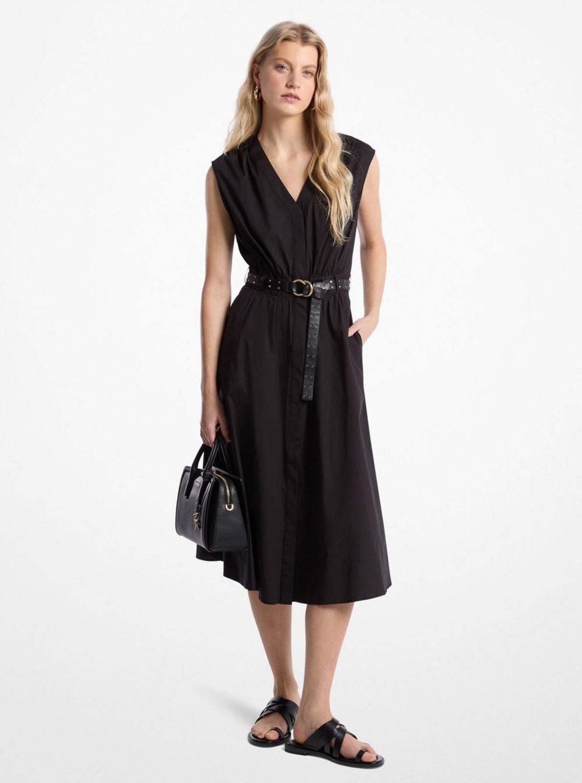 Vestido Midi De Algodão Com Cinto Ms5830kf4c001
