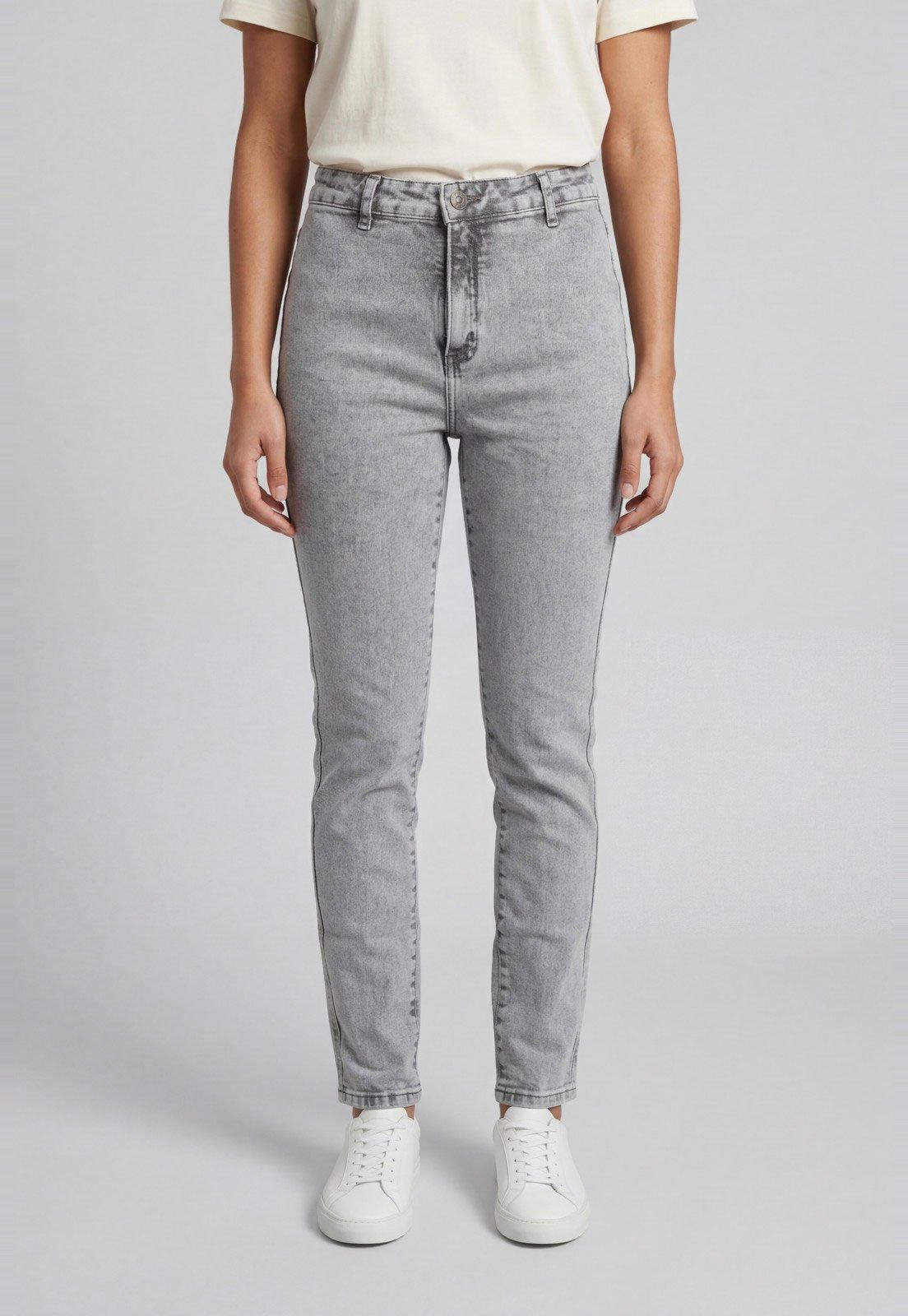 Calça Feminina Lança Perfume Jeans Cintura Média Cinza