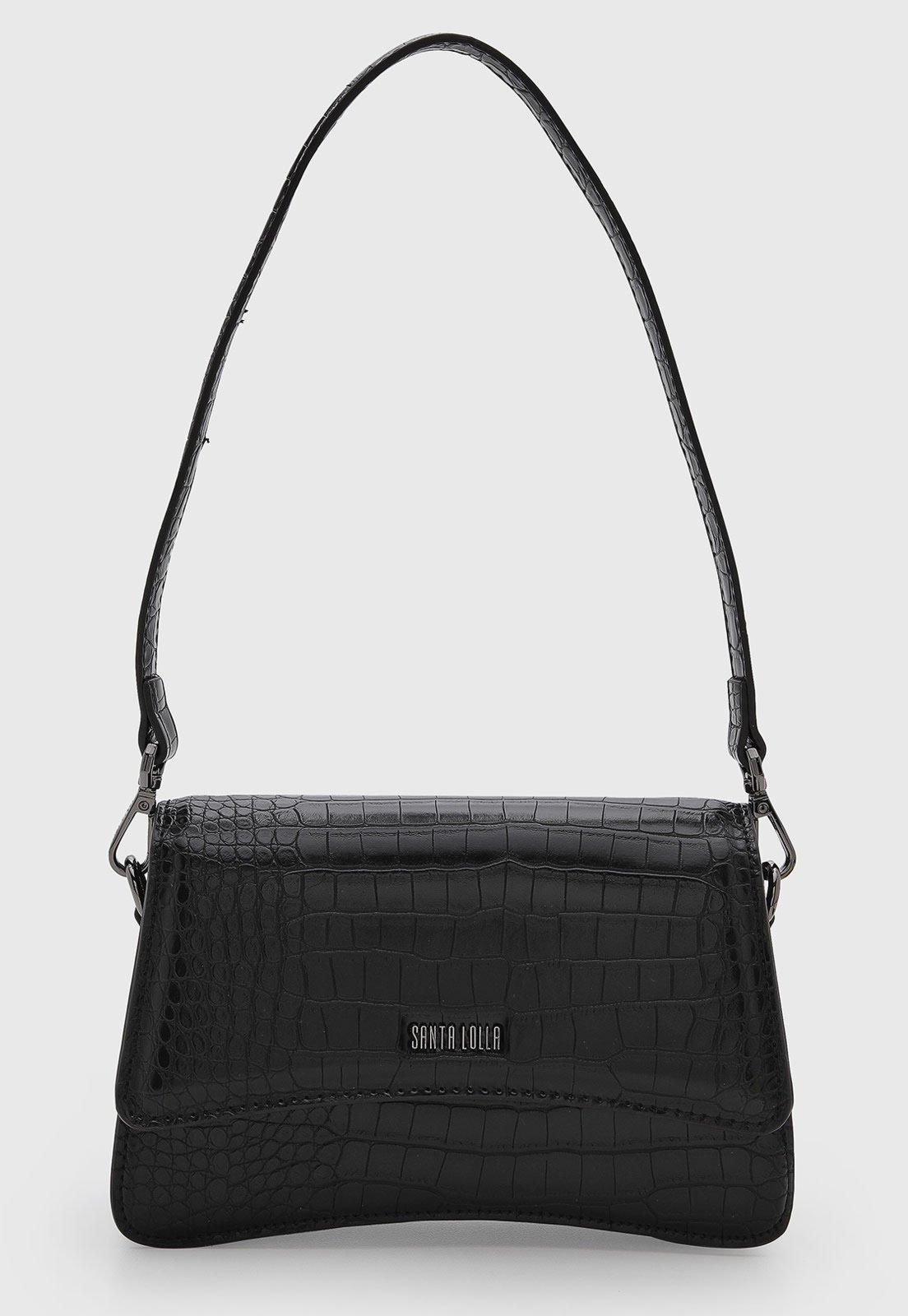Bolsa Feminina Santa Lolla Média Croco Preta