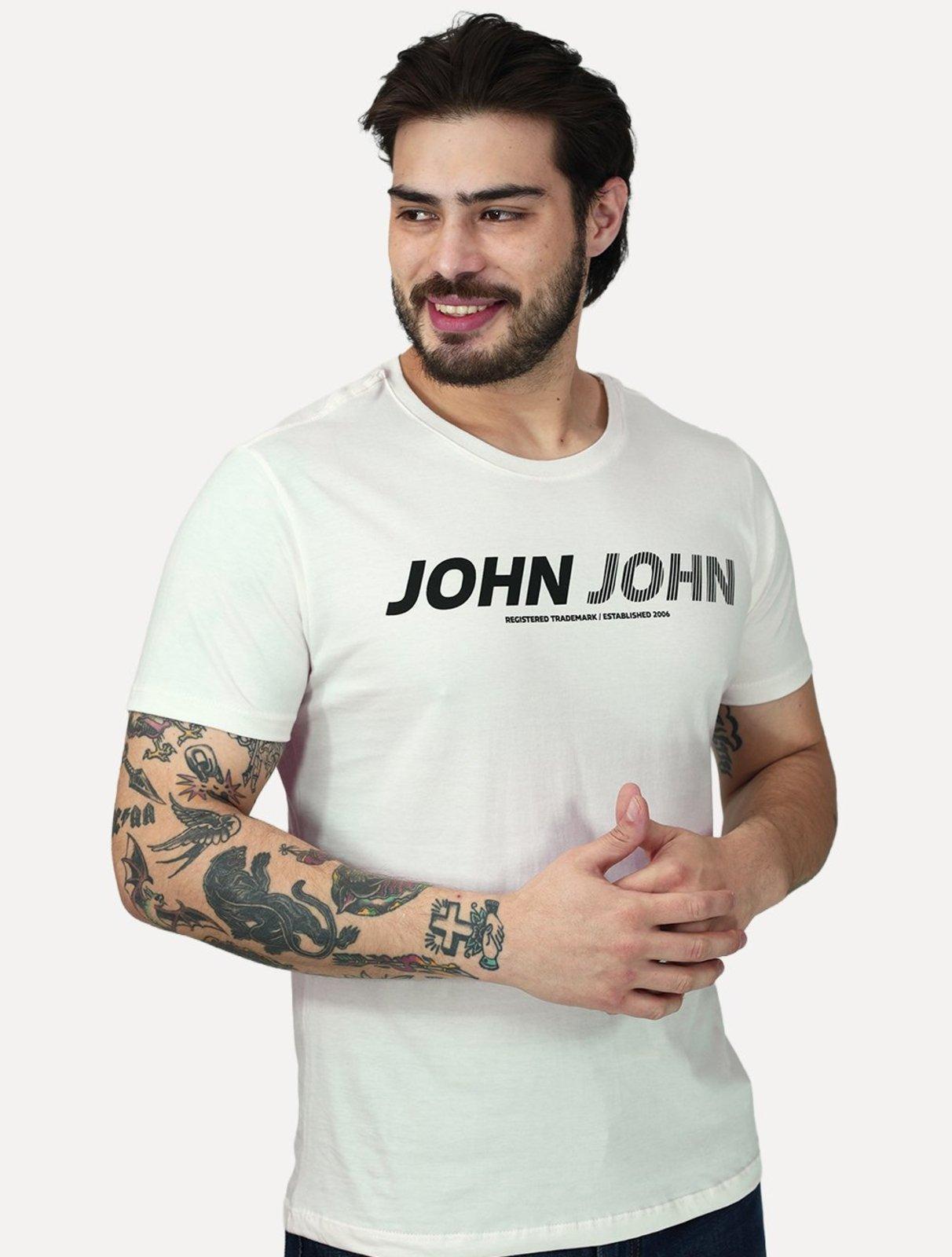 Camiseta John John Masculina Slim Fit Signature Off White