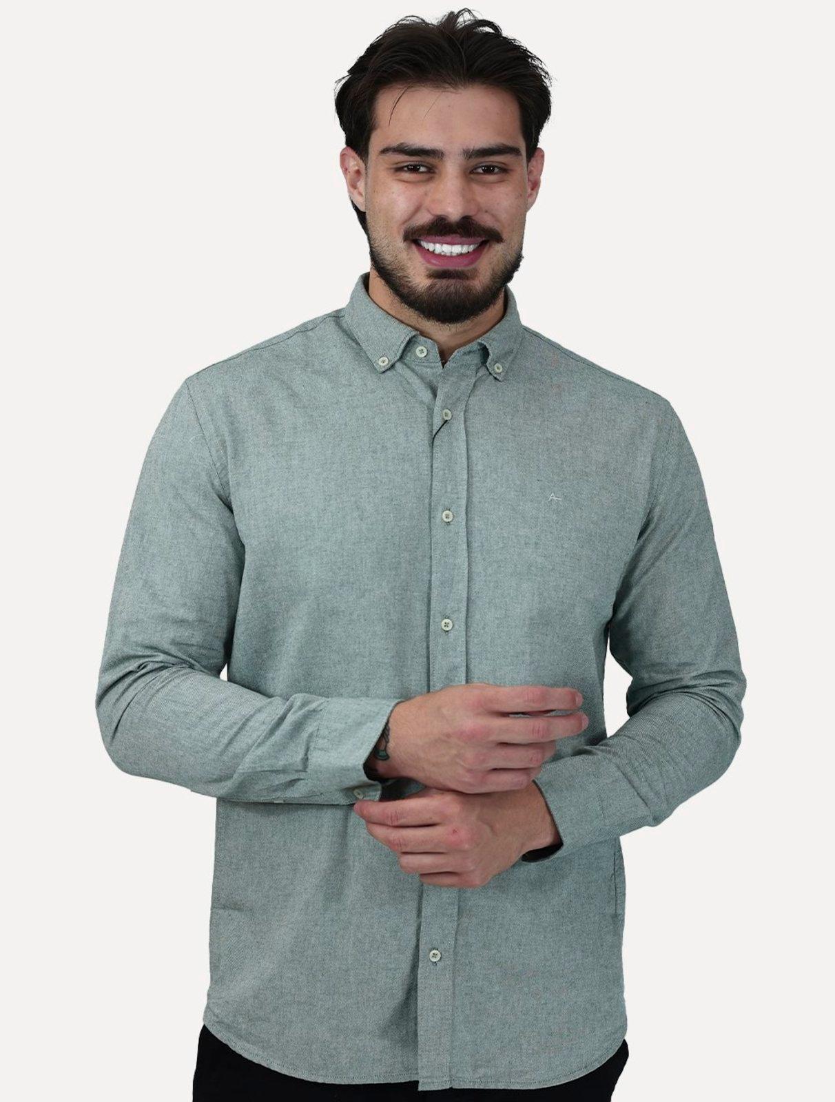 Camisa Aramis Masculina Slim Oxford Planalto Verde Claro