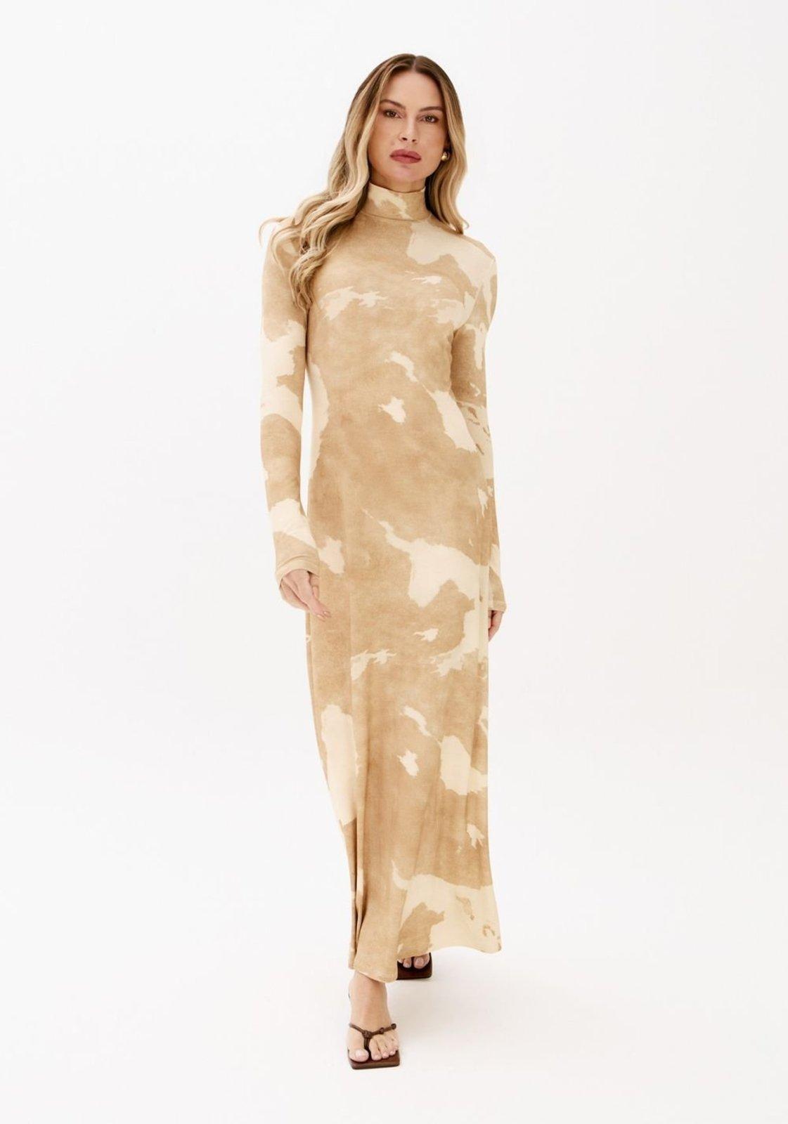 Vestido Super Midi De Malha Estampado Lança Perfume