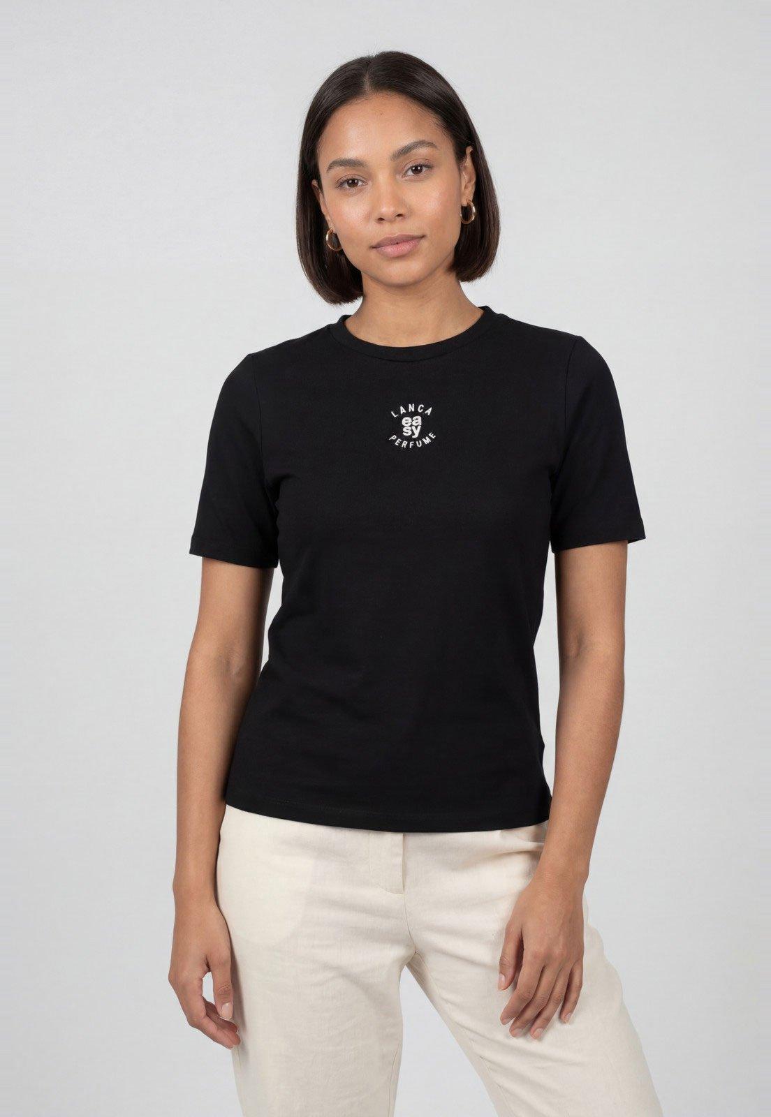 Camiseta Feminina Lança Perfume Gola Redonda Preta