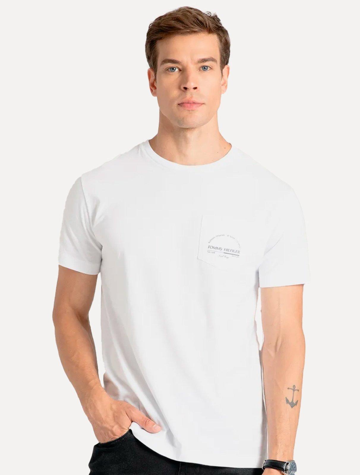 Camiseta Tommy Hilfiger Masculina Arch Pocket Branca